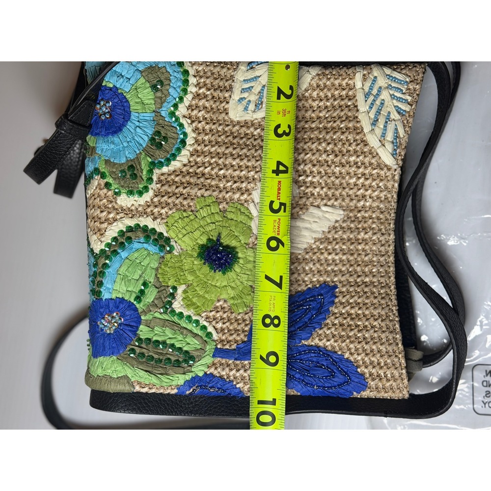 American Leather Co. Auburn Novelty Convertible Crossbody Cool Lagoon Raffia OS - Picture 7 of 9